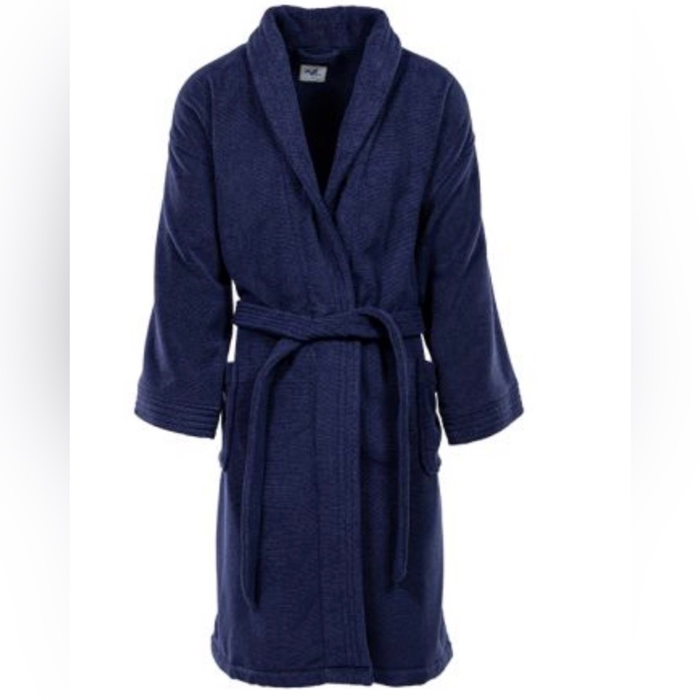 My Pillow Bath Robe Men XL Navy Supima Cotton Heavyweight Terrycloth Pockts Belt